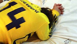 Latina wife in Boca jersey and nylon panties gets pounded by muscular husband.